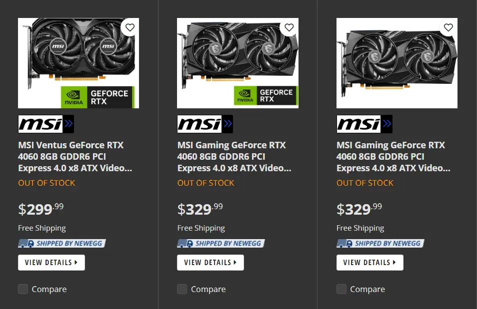 msi rtx 4060 models